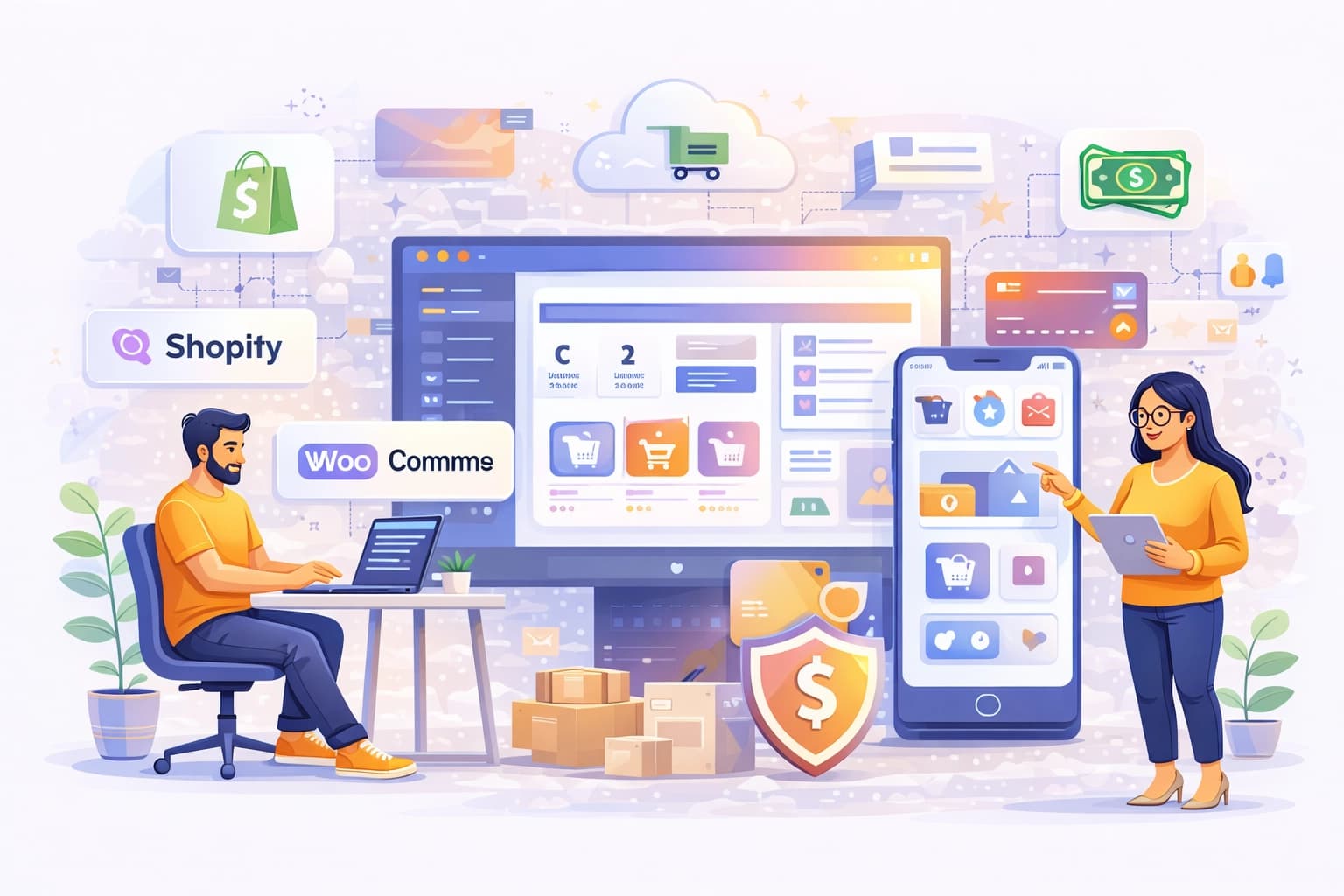 renshok e-commerce development platforms including Shopify, WooCommerce, and secure payment integrations